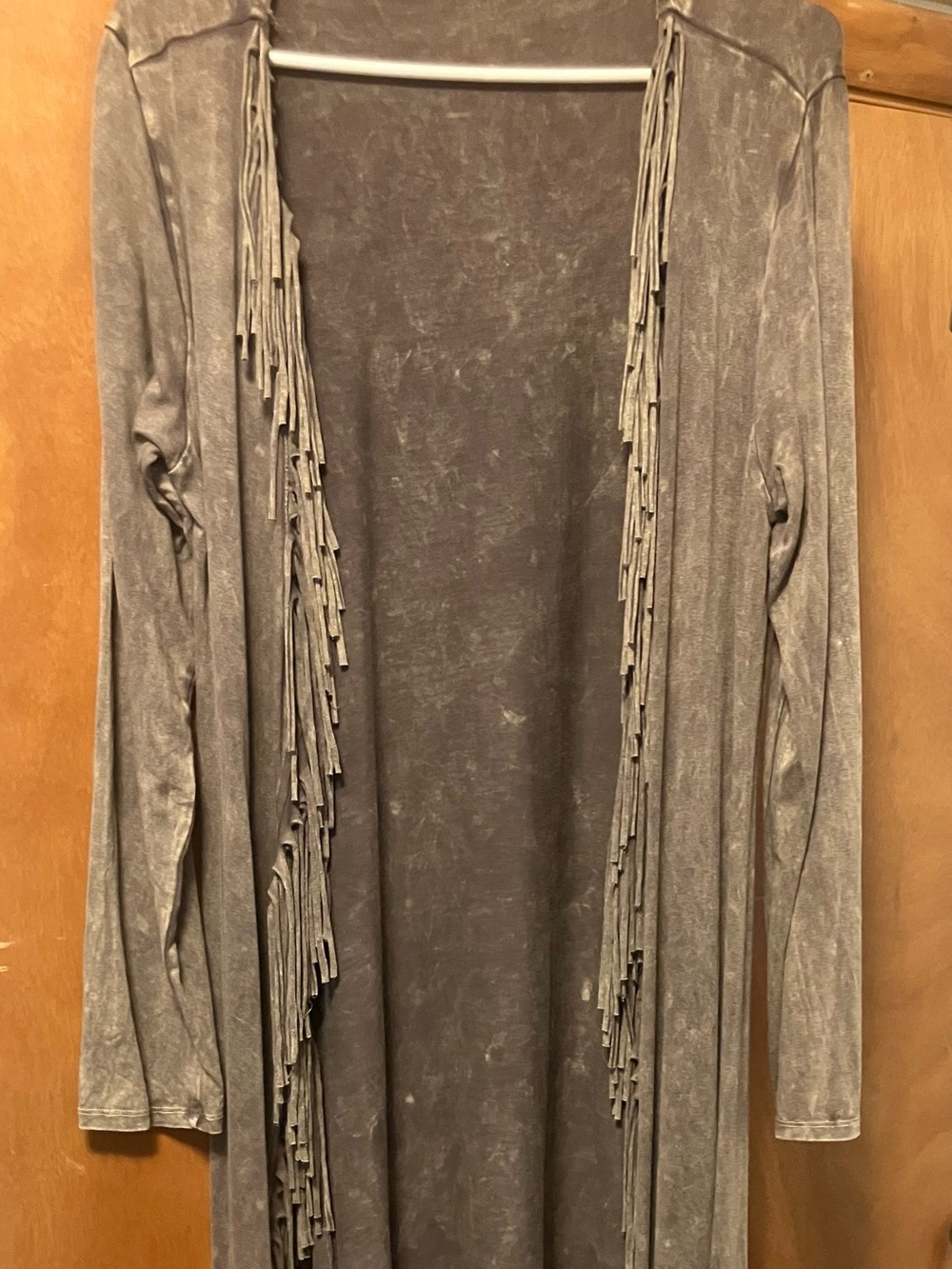 T Party Fashion Washed Gray Fringe Light Cardigan